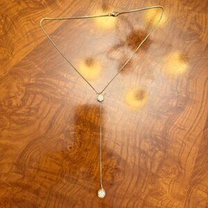 Delicate Gold Lariat Necklace – Crystal Drop, Minimal Y Necklace